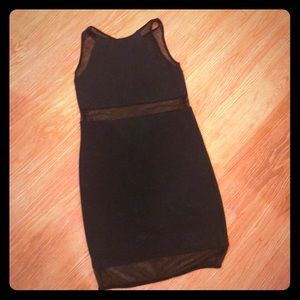 Little black dress with mesh cutouts